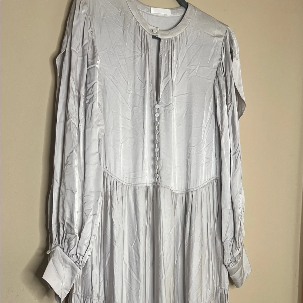 Elegant Long Sleeve Silver Maxi Dress - Picture 4 of 4